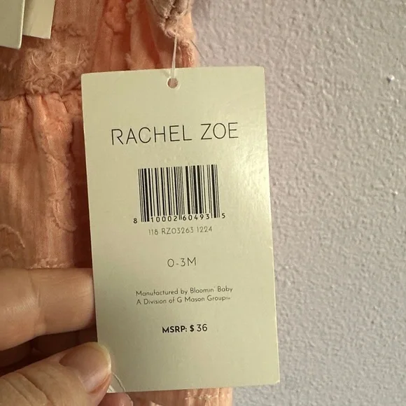 Rachel Zoe Peach Ruffled Baby Romper with Sunglasses - Picture 4 of 7